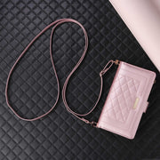 For Google Pixel 9 Pro XL Crossbody Zipper Wallet Rhombus Leather Phone Case(Rose Gold)