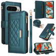 For Google Pixel 9 Pro XL Crossbody Zipper Wallet Rhombus Leather Phone Case(Green) - Google Cases by PMC TechLife | Online Shopping South Africa | PMC TechLife | Buy Now Pay Later Mobicred