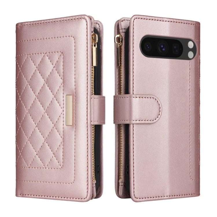 For Google Pixel 8 Pro Crossbody Zipper Wallet Rhombus Leather Phone Case(Rose Gold) - free shipping - PMC TechLife - Order now!