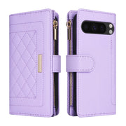 For Google Pixel 8 Pro Crossbody Zipper Wallet Rhombus Leather Phone Case(Purple)
