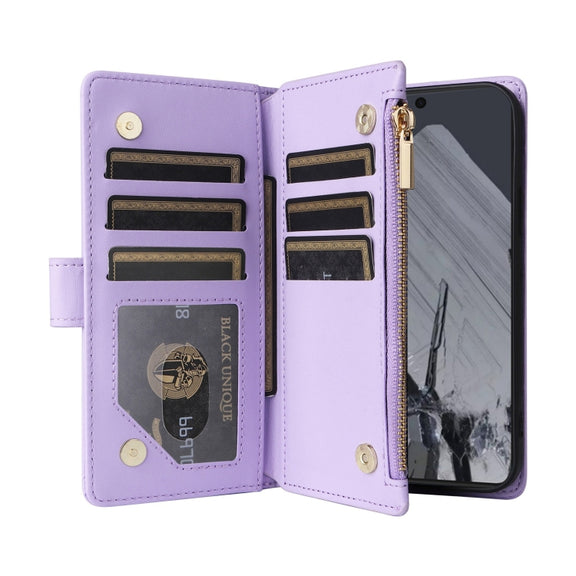 For Google Pixel 8 Pro Crossbody Zipper Wallet Rhombus Leather Phone Case(Purple)