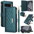 For Google Pixel 8 Pro Crossbody Zipper Wallet Rhombus Leather Phone Case(Green) - Google Cases by PMC TechLife | Online Shopping South Africa | PMC TechLife | Buy Now Pay Later Mobicred
