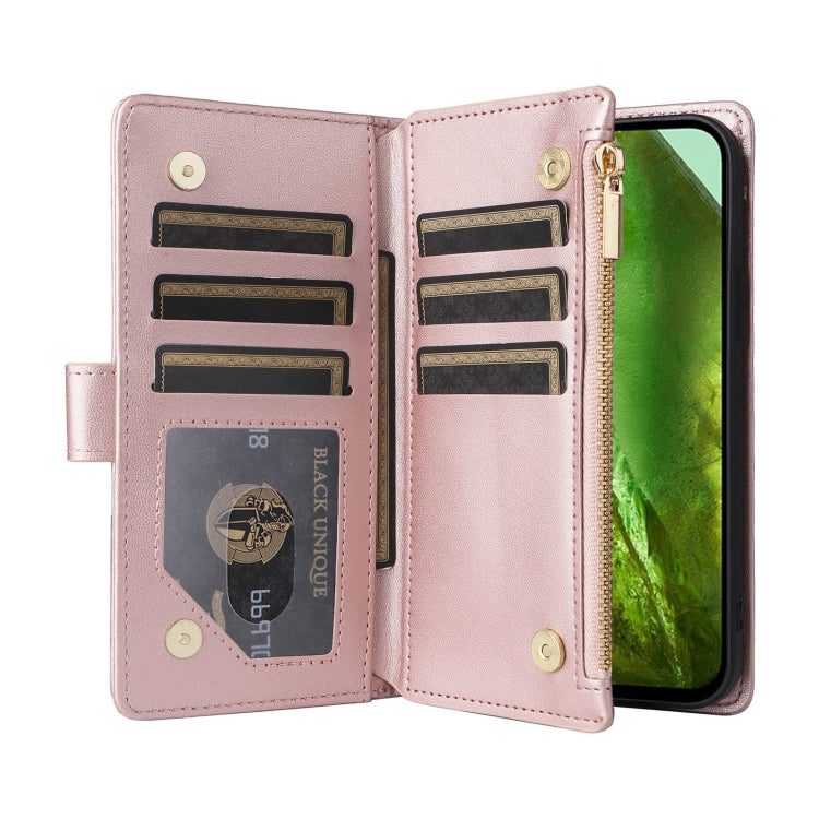 For Google Pixel 8a Crossbody Zipper Wallet Rhombus Leather Phone Case(Rose Gold) - Google Cases by PMC TechLife | Online Shopping South Africa | PMC TechLife | Buy Now Pay Later Mobicred
