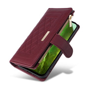 For Google Pixel 8a Crossbody Zipper Wallet Rhombus Leather Phone Case(Wine Red)