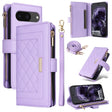 For Google Pixel 8 Crossbody Zipper Wallet Rhombus Leather Phone Case(Purple) - Google Cases by PMC TechLife | Online Shopping South Africa | PMC TechLife | Buy Now Pay Later Mobicred