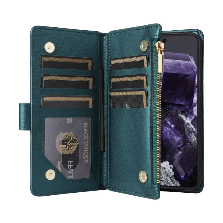 For Google Pixel 8 Crossbody Zipper Wallet Rhombus Leather Phone Case(Green) - Google Cases by PMC TechLife | Online Shopping South Africa | PMC TechLife | Buy Now Pay Later Mobicred