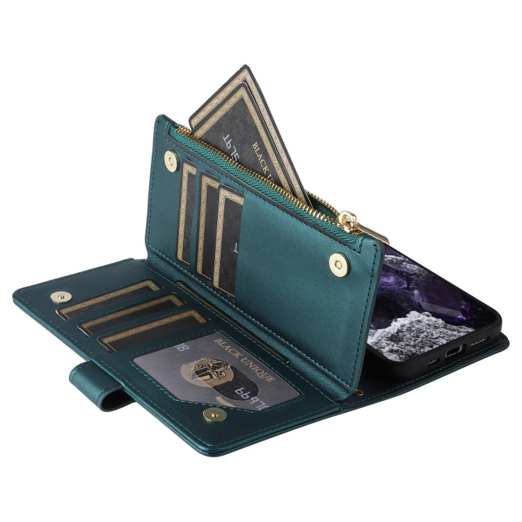 For Google Pixel 8 Crossbody Zipper Wallet Rhombus Leather Phone Case(Green) - Google Cases by PMC TechLife | Online Shopping South Africa | PMC TechLife | Buy Now Pay Later Mobicred