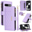For Google Pixel 7 Crossbody Zipper Wallet Rhombus Leather Phone Case(Purple) - free shipping - PMC TechLife - Order now!