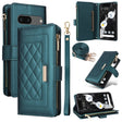 For Google Pixel 7 Crossbody Zipper Wallet Rhombus Leather Phone Case(Green) - Google Cases by PMC TechLife | Online Shopping South Africa | PMC TechLife | Buy Now Pay Later Mobicred