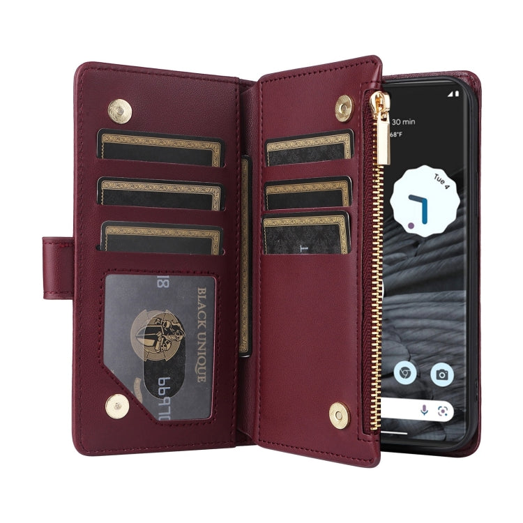 For Google Pixel 7 Crossbody Zipper Wallet Rhombus Leather Phone Case(Wine Red) - Google Cases by PMC TechLife | Online Shopping South Africa | PMC TechLife | Buy Now Pay Later Mobicred