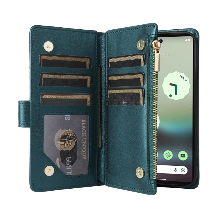 For Google Pixel 7a Crossbody Zipper Wallet Rhombus Leather Phone Case(Green) - Google Cases by PMC TechLife | Online Shopping South Africa | PMC TechLife | Buy Now Pay Later Mobicred
