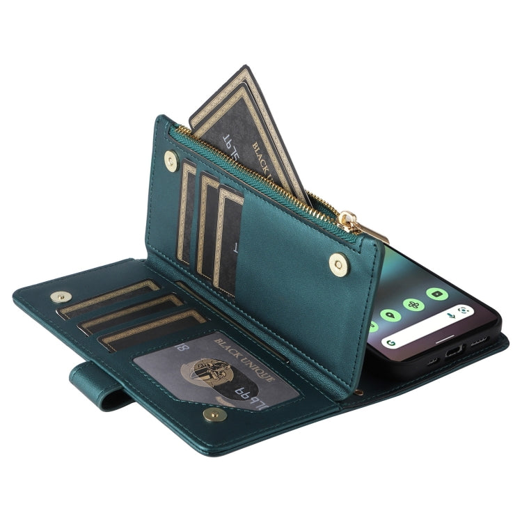 For Google Pixel 7a Crossbody Zipper Wallet Rhombus Leather Phone Case(Green) - Google Cases by PMC TechLife | Online Shopping South Africa | PMC TechLife | Buy Now Pay Later Mobicred