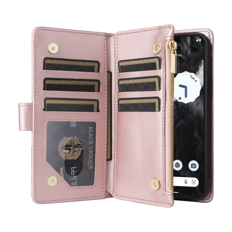 For Google Pixel 7 Pro Crossbody Zipper Wallet Rhombus Leather Phone Case(Rose Gold) - Google Cases by PMC TechLife | Online Shopping South Africa | PMC TechLife | Buy Now Pay Later Mobicred