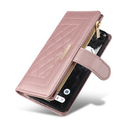 For Google Pixel 7 Pro Crossbody Zipper Wallet Rhombus Leather Phone Case(Rose Gold)