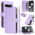 For Google Pixel 7 Pro Crossbody Zipper Wallet Rhombus Leather Phone Case(Purple) - Google Cases by PMC TechLife | Online Shopping South Africa | PMC TechLife | Buy Now Pay Later Mobicred