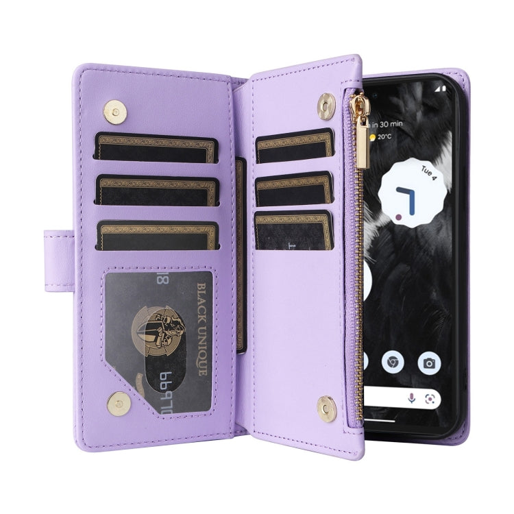 For Google Pixel 7 Pro Crossbody Zipper Wallet Rhombus Leather Phone Case(Purple)