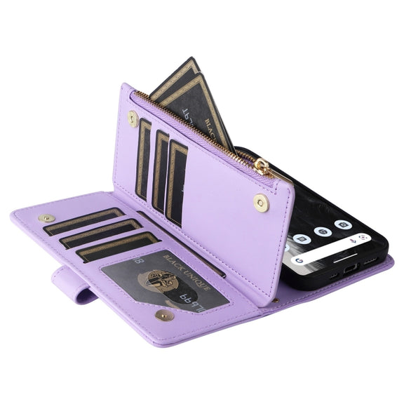 For Google Pixel 7 Pro Crossbody Zipper Wallet Rhombus Leather Phone Case(Purple)