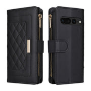For Google Pixel 7 Pro Crossbody Zipper Wallet Rhombus Leather Phone Case(Black)