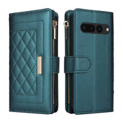 For Google Pixel 7 Pro Crossbody Zipper Wallet Rhombus Leather Phone Case(Green)