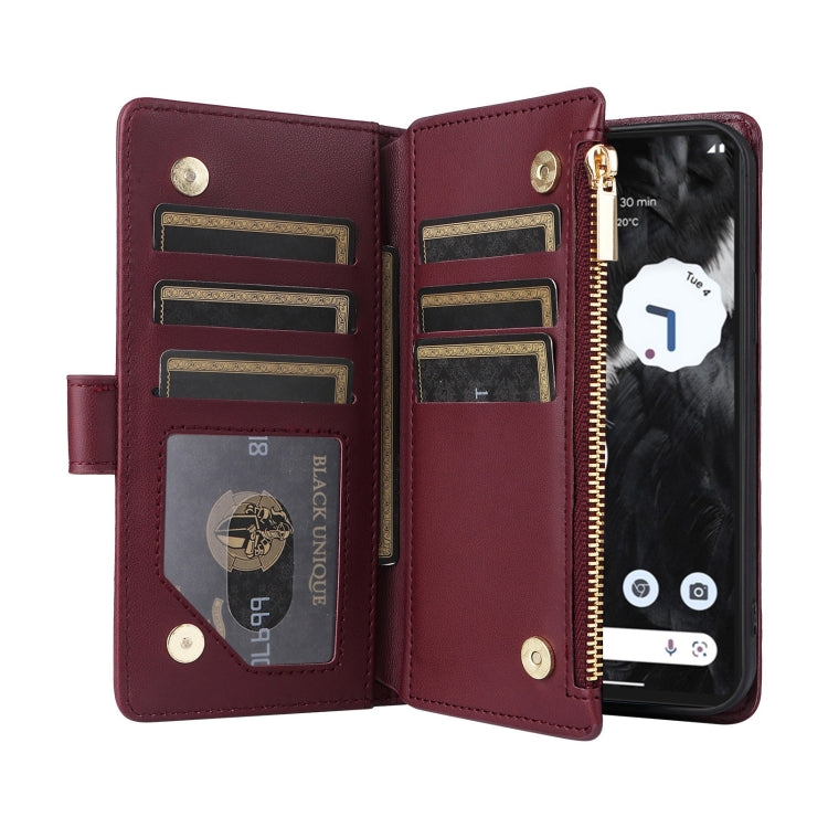 For Google Pixel 7 Pro Crossbody Zipper Wallet Rhombus Leather Phone Case(Wine Red) - Google Cases by PMC TechLife | Online Shopping South Africa | PMC TechLife | Buy Now Pay Later Mobicred