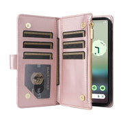 For Google Pixel 6a Crossbody Zipper Wallet Rhombus Leather Phone Case(Rose Gold)