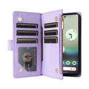 For Google Pixel 6a Crossbody Zipper Wallet Rhombus Leather Phone Case(Purple)