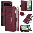 For Google Pixel 6a Crossbody Zipper Wallet Rhombus Leather Phone Case(Wine Red) - Google Cases by PMC TechLife | Online Shopping South Africa | PMC TechLife | Buy Now Pay Later Mobicred