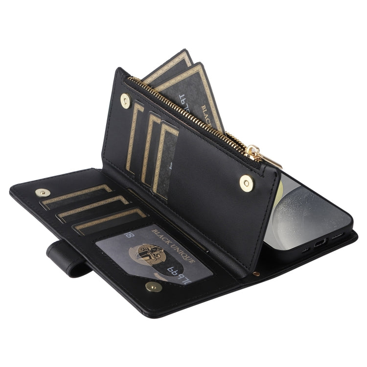 For Samsung Galaxy S24 5G Crossbody Zipper Wallet Rhombus Leather Phone Case(Black)