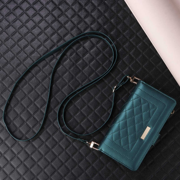 For Samsung Galaxy S24 5G Crossbody Zipper Wallet Rhombus Leather Phone Case(Green)