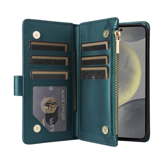 For Samsung Galaxy S24 5G Crossbody Zipper Wallet Rhombus Leather Phone Case(Green)