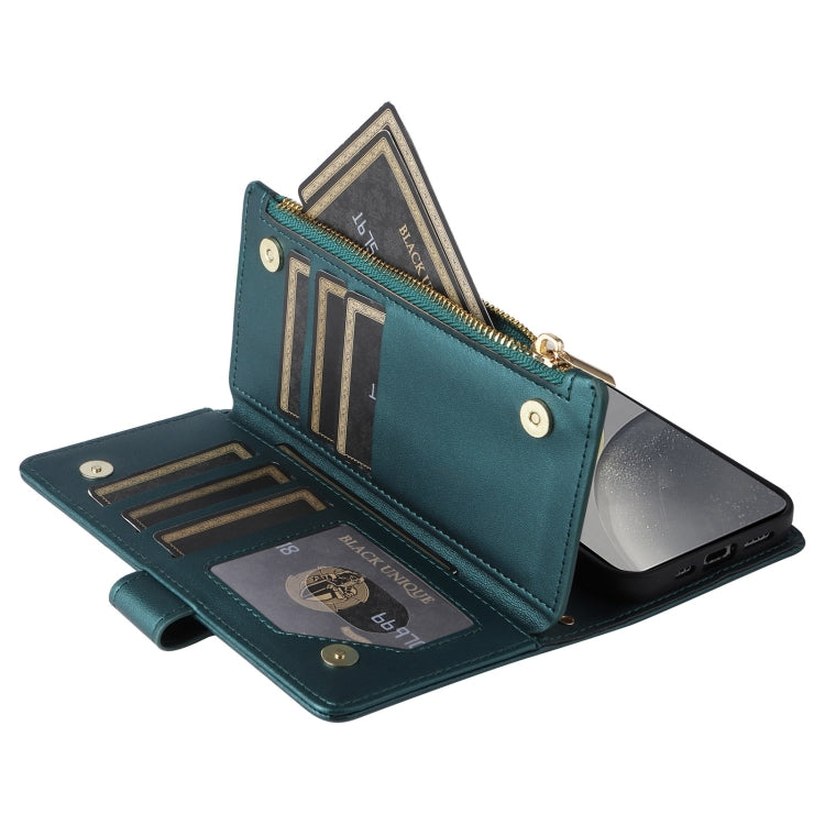 For Samsung Galaxy S24 5G Crossbody Zipper Wallet Rhombus Leather Phone Case(Green)