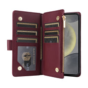 For Samsung Galaxy S24 5G Crossbody Zipper Wallet Rhombus Leather Phone Case(Wine Red)