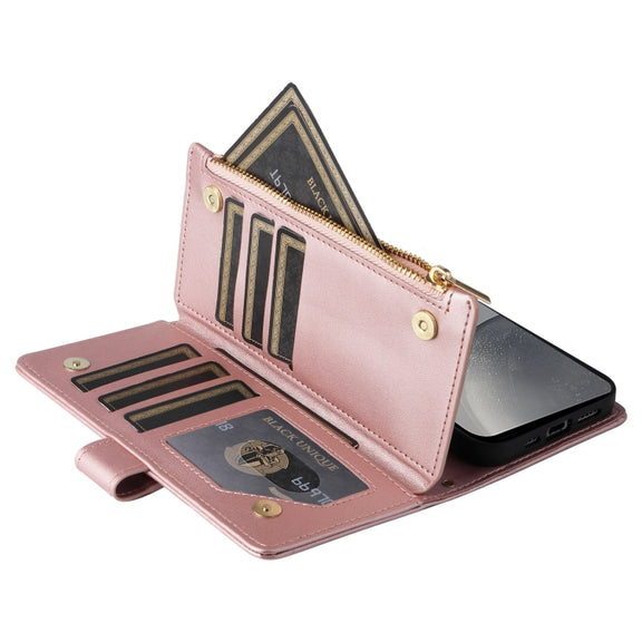 For Samsung Galaxy S24+ 5G Crossbody Zipper Wallet Rhombus Leather Phone Case(Rose Gold)