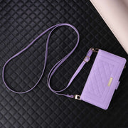 For Samsung Galaxy S24+ 5G Crossbody Zipper Wallet Rhombus Leather Phone Case(Purple)