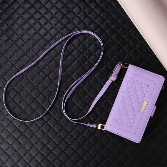 For Samsung Galaxy S24+ 5G Crossbody Zipper Wallet Rhombus Leather Phone Case(Purple)