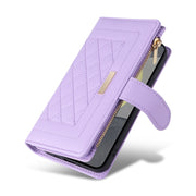For Samsung Galaxy S24+ 5G Crossbody Zipper Wallet Rhombus Leather Phone Case(Purple)