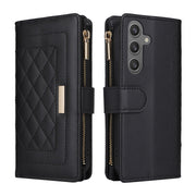For Samsung Galaxy S24+ 5G Crossbody Zipper Wallet Rhombus Leather Phone Case(Black)