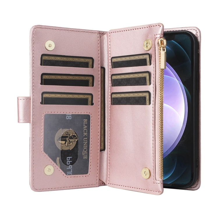 For Samsung Galaxy S24 FE 5G Crossbody Zipper Wallet Rhombus Leather Phone Case(Rose Gold)