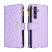 For Samsung Galaxy S24 FE 5G Crossbody Zipper Wallet Rhombus Leather Phone Case(Purple)