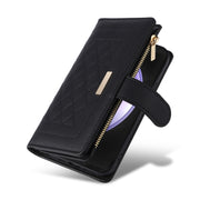 For Samsung Galaxy S24 FE 5G Crossbody Zipper Wallet Rhombus Leather Phone Case(Black)