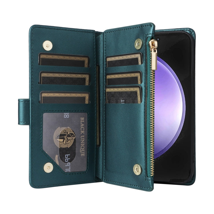 For Samsung Galaxy S24 FE 5G Crossbody Zipper Wallet Rhombus Leather Phone Case(Green)