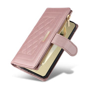For Samsung Galaxy S24 Ultra 5G Crossbody Zipper Wallet Rhombus Leather Phone Case(Rose Gold)