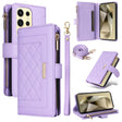 For Samsung Galaxy S24 Ultra 5G Crossbody Zipper Wallet Rhombus Leather Phone Case(Purple) -  by PMC Jewellery | Online Shopping South Africa | PMC Jewellery | Buy Now Pay Later Mobicred
