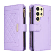 For Samsung Galaxy S24 Ultra 5G Crossbody Zipper Wallet Rhombus Leather Phone Case(Purple)