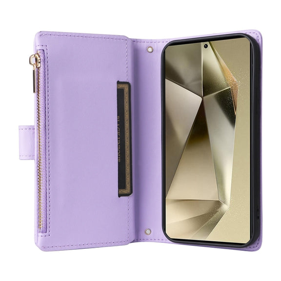 For Samsung Galaxy S24 Ultra 5G Crossbody Zipper Wallet Rhombus Leather Phone Case(Purple)
