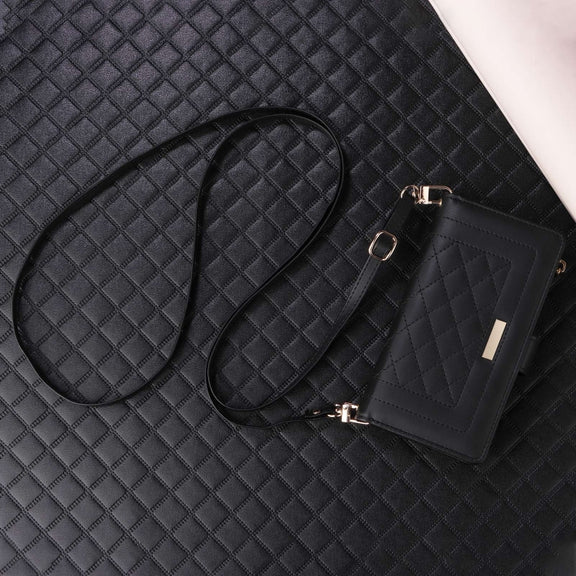 For Samsung Galaxy S24 Ultra 5G Crossbody Zipper Wallet Rhombus Leather Phone Case(Black)