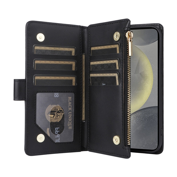 For Samsung Galaxy S24 Ultra 5G Crossbody Zipper Wallet Rhombus Leather Phone Case(Black)
