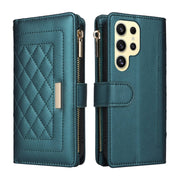 For Samsung Galaxy S24 Ultra 5G Crossbody Zipper Wallet Rhombus Leather Phone Case(Green)
