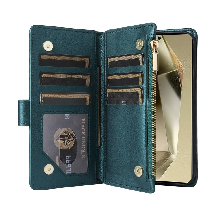 For Samsung Galaxy S24 Ultra 5G Crossbody Zipper Wallet Rhombus Leather Phone Case(Green)