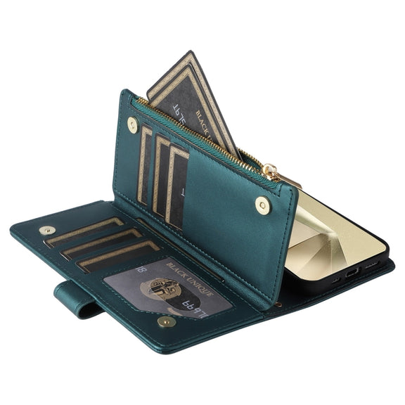 For Samsung Galaxy S24 Ultra 5G Crossbody Zipper Wallet Rhombus Leather Phone Case(Green)
